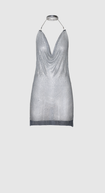 Silver rhinestone mini dress